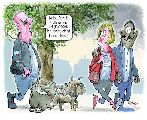 Cartoon: Sicherer Abendspaziergang (medium) by Ritter-Cartoons tagged afd,afd