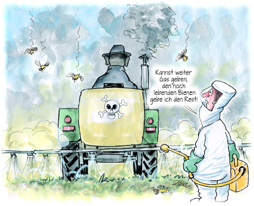 Cartoon: Spritzmittelanwendung (medium) by Ritter-Cartoons tagged spritzmittelanwendung,in,landwirtschaft,und,weinbau,umwelt,bauern,spritzmittelanwendung,in,landwirtschaft,und,weinbau,umwelt,bauern