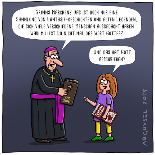 Cartoon: Grimms Bibel (medium) by Arghxsel tagged glauben,jesus,auferstehung,maria,heiliger,geist,ostern,weihnachten,pfingsten,himmel,hölle,papst,kirche,missbrauch,evangelisch,katholisch,islam,buddhismus,bibel,koran,kreuzigung,glauben,jesus,auferstehung,maria,heiliger,geist,ostern,weihnachten,pfingsten,himmel,hölle,papst,kirche,missbrauch,evangelisch,katholisch,islam,buddhismus,bibel,koran,kreuzigung