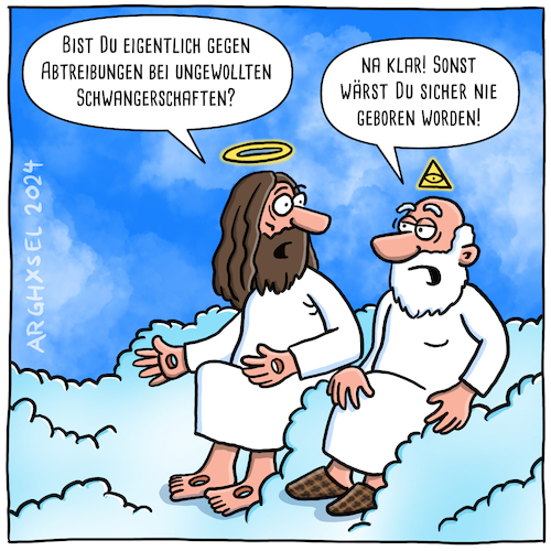 Cartoon: Schwangerschaftsabbruch_Jesus (medium) by Arghxsel tagged gott,jesus,maria,joseph,außerehelich,gezeugt,schwangerschaft,abbruch,abtreibung,himmel,heilig,gott,jesus,maria,joseph,außerehelich,gezeugt,schwangerschaft,abbruch,abtreibung,himmel,heilig