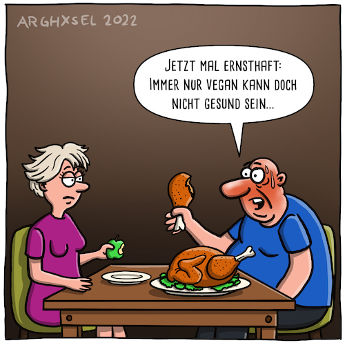 Cartoon: Veganer Essen (medium) by Arghxsel tagged essen,trinken,nahrung,ernährung,fleisch,grillen,vegan,vegetarisch,gesund,getränke,alkohol,frutarier,obst,gemüse,fisch,ungesund,fett,eiweiß,proteine,kalorien,essen,trinken,nahrung,ernährung,fleisch,grillen,vegan,vegetarisch,gesund,getränke,alkohol,frutarier,obst,gemüse,fisch,ungesund,fett,eiweiß,proteine,kalorien