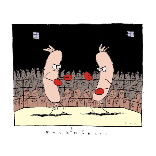 Cartoon: Bockswürste (medium) by F L O tagged wurst,boxen,ring,publikum,boxhandschuhe,wettbewerb,schlagabtausch,konflikt,rampenlicht,ko,punktsieg,wetten,sportwetten,wurst,boxen,ring,publikum,boxhandschuhe,wettbewerb,schlagabtausch,konflikt,rampenlicht,ko,punktsieg,wetten,sportwetten