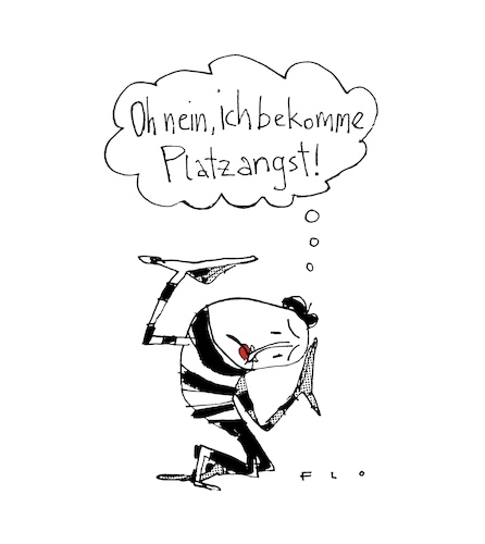 Cartoon: Platzangst (medium) by F L O tagged platzangst,pantomime,kiste,platzangst,pantomime,kiste