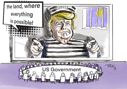 Cartoon: everything is possible (medium) by Rudissketchbook tagged trump,america,president,prison,usgovernment