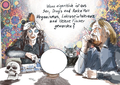 Cartoon: Moderne Zeiten (medium) by Rudissketchbook tagged times,have,changed,helene,fischer,lactoseintoleranz,veganismus