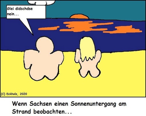 Cartoon: Sachsen am Strand... (medium) by Sven1978 tagged sachsen,sonnenuntergang,mann,frau,ostsee,meer,urlaub,reisen,tourismus,dialekte,mundart,sprachen