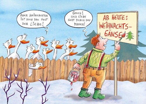 Cartoon: Weihnachtsgänse (medium) by Rebecca-Meyer tagged weihnachstgänse,adventszeit,gänseessen,weihnachtszeit,weihnachten,postkartenkalender,kaufmannverlag,rebeccameyer,gänsecartoon,cartoon,liebe,weihnachstgänse,adventszeit,gänseessen,weihnachtszeit,weihnachten,postkartenkalender,kaufmannverlag,rebeccameyer,gänsecartoon,cartoon,liebe