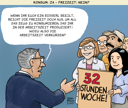 Cartoon: Arbeiten und konsumieren (medium) by Karl Berger tagged arbeit,arbeitszeitverkürzung,konsum,lohn,arbeit,arbeitszeitverkürzung,konsum,lohn