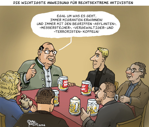 Cartoon: Framing (medium) by Karl Berger tagged rassismus,rechtsextremismus,verhetzung,afd,fpö,identitäre,nlp,rassismus,rechtsextremismus,verhetzung,afd,fpö,identitäre,nlp
