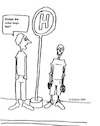 Cartoon: An der Bushaltestelle... (small) by Stiftewürger tagged bushaltestelle,warten,dauer,skelett,tod,mann