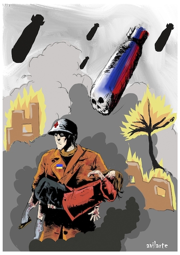 Cartoon: Terror en Kyiv (medium) by Avilarte tagged war,ukranea,genocidio