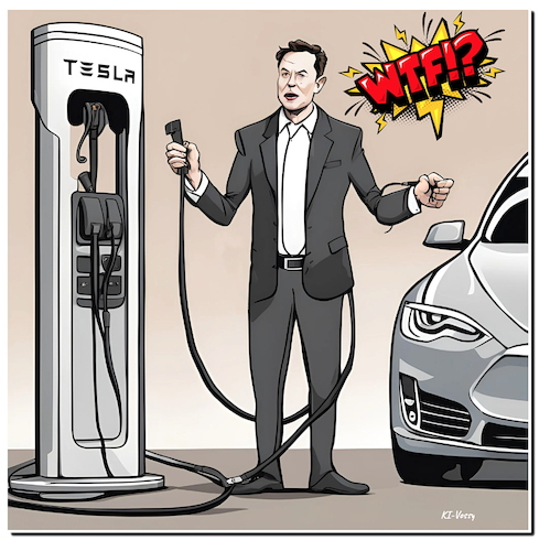 Cartoon: Blackout (medium) by A Human tagged trump,musk,usa,ladeinfrastruktur,elektromobilität,biden,nevi,tesla,ladesäulen,dollar,strom,charging,electromobility,trump,musk,usa,ladeinfrastruktur,elektromobilität,biden,nevi,tesla,ladesäulen,dollar,strom,charging,electromobility