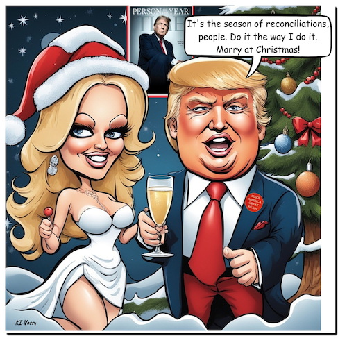 Cartoon: Christmas message of the Year (medium) by A Human tagged trump,usa,president,stormy,daniels,christmas,xmas,santaclaus,santa,christmastree,toasting,reconciliations,maga,versöhnung,weihnachten,weihnachtsbaum,weihnachtsbotschaft,uspresident,time,timemagazin,advent,kerzen,candles,peace,war,frieden,krieg,trump,usa,president,stormy,daniels,christmas,xmas,santaclaus,santa,christmastree,toasting,reconciliations,maga,versöhnung,weihnachten,weihnachtsbaum,weihnachtsbotschaft,uspresident,time,timemagazin,advent,kerzen,candles,peace,war,frieden,krieg