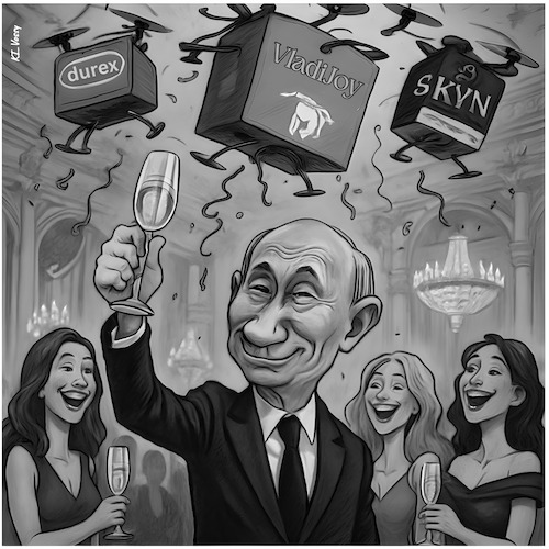 Cartoon: Condromes for Putin (medium) by KI-Vossy tagged russia,drones,lavrov,ukraine,putin,kremlin,residence,valdai,drone,drohnen,attacke,videobeweis,video,proof,russland,kampfdrohnen,condom,condoms,kondom,kondome,waldai,kreml,russia,drones,lavrov,ukraine,putin,kremlin,residence,valdai,drone,drohnen,attacke,videobeweis,video,proof,russland,kampfdrohnen,condom,condoms,kondom,kondome,waldai,kreml