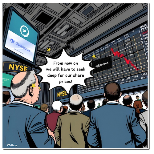 Cartoon: Deep Diver (medium) by A Human tagged ai,ki,deepseek,china,r1,börse,chatbot,chatgpt,perplexity,datenschutz,boom,share,stockexchange,nyse,trump,decree,nvidia,ai,ki,deepseek,china,r1,börse,chatbot,chatgpt,perplexity,datenschutz,boom,share,stockexchange,nyse,trump,decree