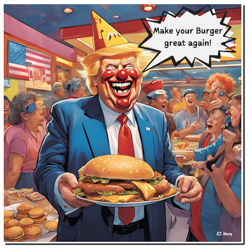 Cartoon: Donald McDonald (medium) by A Human tagged usa,trump,harris,wahlen,elections,mcdonalds,burger,hamburger,pennsylvania,vote,wahlstimmen,demokraten,democrats,republikaner,republican,fries,pommes,usa,trump,harris,wahlen,elections,mcdonalds,burger,hamburger,pennsylvania,vote,wahlstimmer,demokraten,democrats,republikaner,republican,fries,pommes