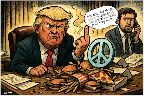 Cartoon: Icy present (medium) by KI-Vossy tagged peace,price,greenland,trump,grönland,eis,ice,potus,motzfeldt,nato,denmark,dänemark,europe,china,russia,europa,russland,soldaten,soldiers,war,military,militär,annexion,stinky,finger,junk,food,peace,price,greenland,trump,grönland,eis,ice,potus,motzfeldt,nato,denmark,dänemark,europe,china,russia,europa,russland,soldaten,soldiers,war,military,militär,annexion