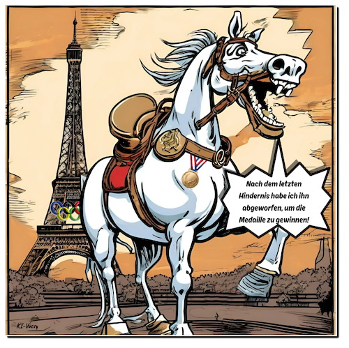Cartoon: Jolly Jumper (medium) by A Human tagged jolly,jumper,reitsport,olympia,springreiten,pferdesport,pferde,reiter