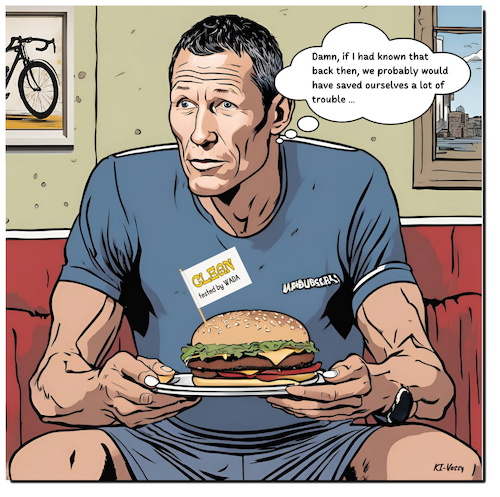 Cartoon: The Lanceburger (medium) by A Human tagged doping,burger,hamburger,wada,radsport