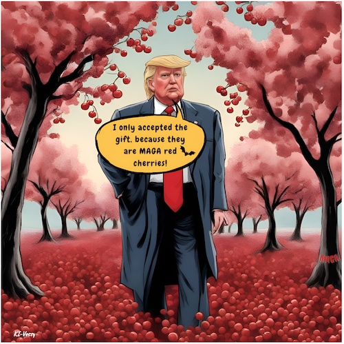 Cartoon: MAGA Red Cherries (medium) by A Human tagged trump,usa,president,potus,visit,japan,cherrry,cherries,takaichi,tree,trees,washington,anniversary,declaration,independence,maga,red,kirsche,kirschen,kirschbäume,monarchie,unabhängigkeitserklärung,farbe,colour,trump,usa,president,potus,visit,japan,cherrry,cherries,takaichi,tree,trees,washington,anniversary,declaration,independence,maga,red,kirsche,kirschen,kirschbäume,monarchie,unabhängigkeitserklärung,farbe,colour