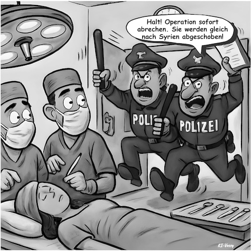 Cartoon: Operation Abschiebung (medium) by KI-Vossy tagged csu,söder,abschiebepläne,ökonomen,bayern,ökonom,rückführung,rückführungen,flüchtlinge,syrisch,syrien,syrer,ärzte,heimat,arbeitsmarkt,gesundheitswesen,krankenhaus,krankenhäuser,fratzscher,diw,berufe,systemrelevant,krank,gesundheitsbereich,pflege,pfleger,csu,söder,abschiebepläne,ökonomen,bayern,ökonom,rückführung,rückführungen,flüchtlinge,syrisch,syrien,syrer,ärzte,heimat,arbeitsmarkt,gesundheitswesen,krankenhaus,krankenhäuser,fratzscher,diw,berufe,systemrelevant,krank,gesundheitsbereich,pflege,pfleger