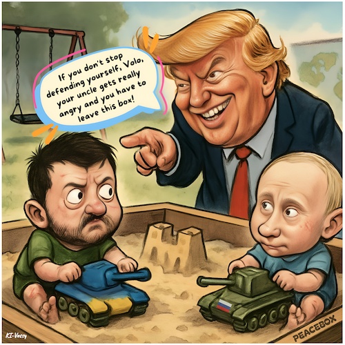 Cartoon: Sandpit games (medium) by KI-Vossy tagged peace,plan,ukraine,trump,potus,president,usa,russia,putin,europe,europeans,irritation,kallas,eu,russian,language,zelensky,church,war,moscow,loyal,kiev,security,risk,russland,moskau,washington,friedensplan,zugeständnisse,russisch,staatssprache,moskautreu,kiew,peace,plan,ukraine,trump,potus,president,usa,russia,putin,europe,europeans,irritation,kallas,eu,russian,language,zelensky,church,war,moscow,loyal,kiev,security,risk,russland,moskau,washington,friedensplan,zugeständnisse,russisch,staatssprache,moskautreu,kiew