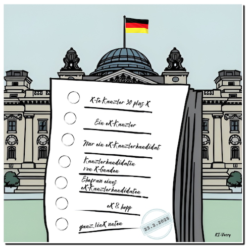 Cartoon: Wahlzettel (medium) by A Human tagged demokratie,wahlen,bundestagswahl,politik,cdu,spd,grüne,afd,bsw,fdp,linke,stimmzettel,wahlzettel,briefwahl,deutschland,merz,scholz,habeck,weidel,wagenknecht,lindner,demokratie,wahlen,bundestagswahl,politik,cdu,spd,grüne,afd,bsw,fdp,linke,stimmzettel,wahlzettel,briefwahl,deutschland