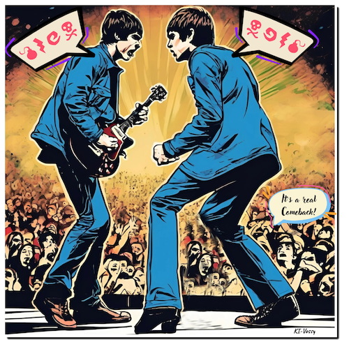 Cartoon: The real Comeback (medium) by A Human tagged britpop,oasis,music,comeback,gallagher,cardiff,london,manchester,verbrüderung,konzerte,rockmusik,rockmusic,liam,noel