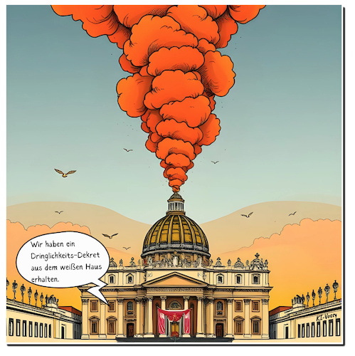 Cartoon: Pope Orange (medium) by A Human tagged papst,vatikan,rom,italy,italien,pope,vatican,rome,usa,whitehouse,konklave,conclave,papst,vatikan,rom,italy,italien,pope,vatican,rome,usa,whitehouse