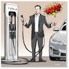 Cartoon: Blackout (small) by A Human tagged trump,musk,usa,ladeinfrastruktur,elektromobilität,biden,nevi,tesla,ladesäulen,dollar,strom,charging,electromobility