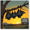 Cartoon: Länger abhängen (small) by A Human tagged sommer,sommeranfang,sonnenwende,sommersonnenwende,mitsommer,tag,nacht,solstitium,nordhalbkugel,erde,sonne,fledermäuse