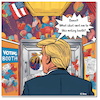 Cartoon: Missing vote (small) by A Human tagged usa,trump,harris,kamala,donald,wahlen,elections,president,präsident,stimme,vote,wahlbetrug,fraud,bunker,golf,campaign,americans,amerikaner,ballot,states