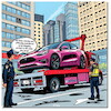 Cartoon: Toronto Tesla Tow (small) by A Human tagged toronto,tesla,tow,symbolic,usa,trump,musk,trade,discounts,zeroemission,canada,kanada