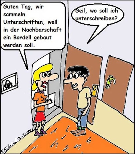 Cartoon: Unterschriftenaktion... (medium) by Kruscha1978 tagged unterschriftenaktion,gesellschaft,mann,frau,bordell,nachbarschaft