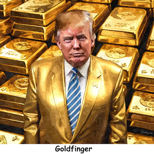 Cartoon: Goldfinger (medium) by ArtyFicial tagged trump,gold,goldfinger