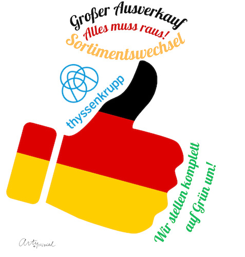 Cartoon: Großer Ausverkauf (medium) by ArtyFicial tagged ausverkauf,thyssenkrupp,deutschland,industrie