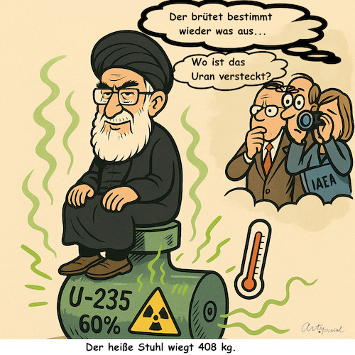 Cartoon: Schneller Brüter (medium) by ArtyFicial tagged iran,408,kg,uran,235,chamenei,iaea