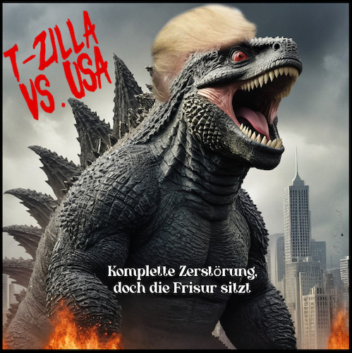 Cartoon: T-Zilla (medium) by ArtyFicial tagged usa