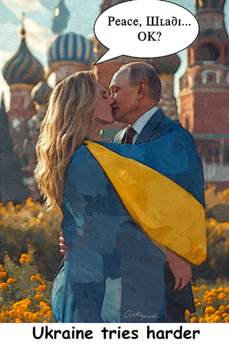 Cartoon: Try Harder (medium) by ArtyFicial tagged ukraine,russia,putin,negotiations,peace,talks,war,military,special,operation,chances,tactics,strategy