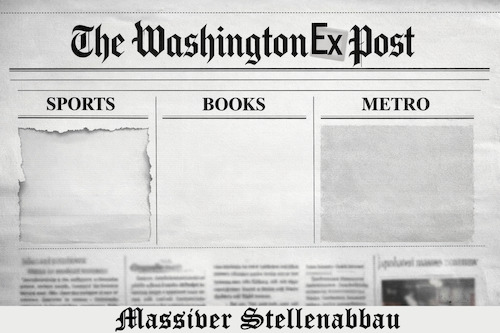 Cartoon: Umbruch (medium) by ArtyFicial tagged usa,us,washington,post,bezos,belegschaft,abbau,entlassungen,stellenabbau