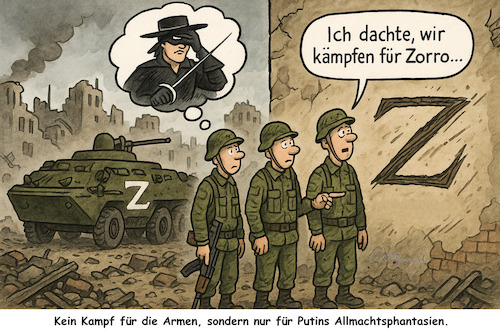 Cartoon: Z wie Zweifel (medium) by ArtyFicial tagged putin,zorro,ukraine,krieg