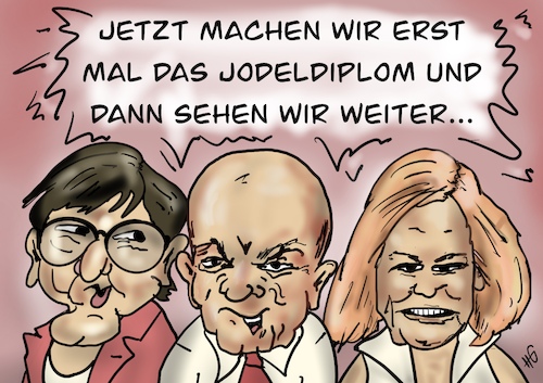 Cartoon: Jodeldiplom für Regierung (medium) by goechtcartoon tagged jodeldiplom,spd,regierungskrise