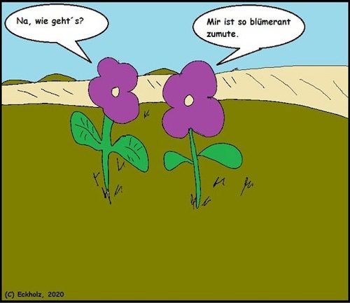 Cartoon: Wie gehts? (medium) by Huckenin tagged blumen,befinden,gesundheit,pflanzen,natur