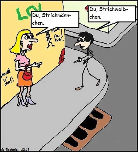 Cartoon: Strichmännchen... (medium) by Schnauzevoll tagged strichmännchen,strichweibchen,prostituierte,liebe,mann,frau,geschlechter,erotik