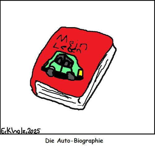 Cartoon: Die Auto-Biographie (medium) by Hoschie tagged autobiographie,auto,biographie,leben,buch,literatur