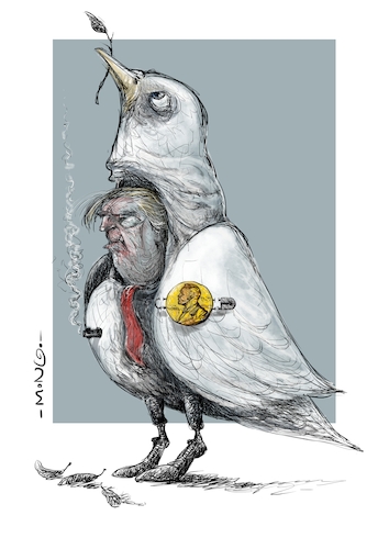 Cartoon: Disfraz (medium) by Mongo tagged premio,nobel,donald,trump,guerra,paz