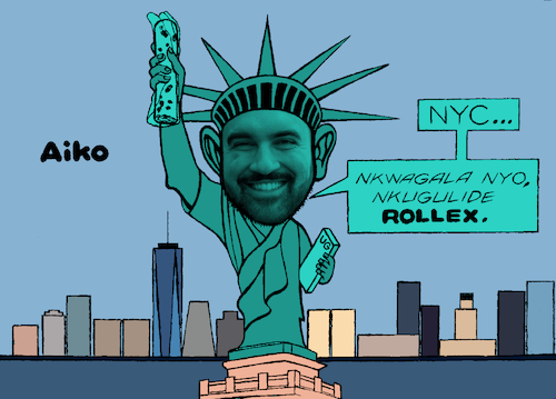 Cartoon: Statue of Chapati (medium) by Aiko tagged ugandan,rollex,zohran,mamdani