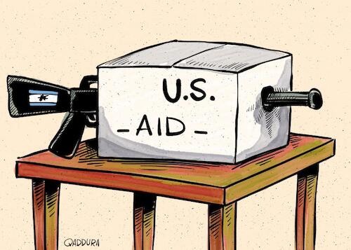 Cartoon: Aid to Gaza (medium) by Ahmad Qaddura tagged gaza