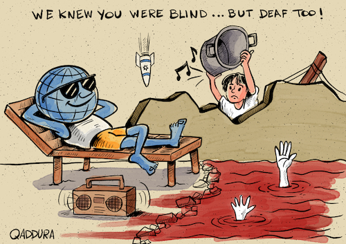 Cartoon: Gaza Starvation (medium) by Ahmad Qaddura tagged gaza