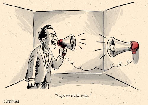 Cartoon: I agree with you (medium) by Ahmad Qaddura tagged social